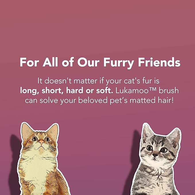 Lukamoo® Cat Brush for Shedding & Grooming, for Long & Short Haired Cats, for Matted Fur, Self-Cleaning