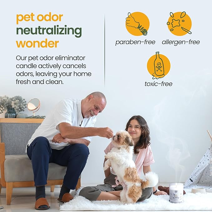 Pet Odor Eliminator Candle Lavender and Chamomile Scented Candles for Home Decor - Calming Candles Aromatherapy, Soy Wax Pet Candles Odor Eliminator for Home - Pet Friendly Candles by Gerrard Larriett