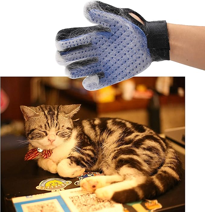 Eco-Fused Brush Kit for Cats - 1x Cat Self Groomer, 1x Blue Slicker Brush, 1 Pet Grooming Glove (Right Hand) - Long and Short Fur - DIY Grooming Tools for Pets - Pet Mitt, Wide Comb and Corner Groomer
