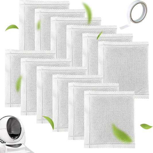 12PCS Cat Litter Deodorizer, Cat Litter Odor Eliminator with Double-sided Tape Compatible with Litter-Robot 3, Litter-Robot 4 and Traditional Cat Litter Box for Absorbing Odors Keep Air Fresh