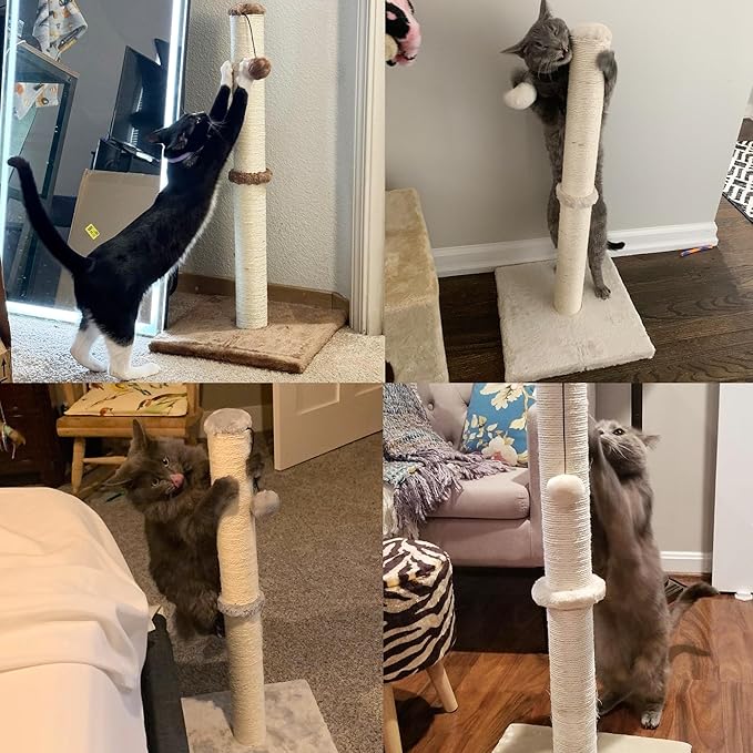 Dimaka 29" Tall Cat Scratching Post, Claw Scratcher with Sisal Rope and Covered with Soft Smooth Plush