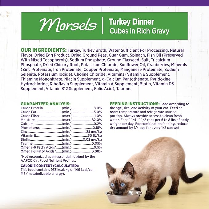 Wellness Complete Health Natural Grain Free Wet Canned Cat Food, Cubed Turkey Entrée in Rich Gravy, 5.5-Ounce Can (Pack of 24)