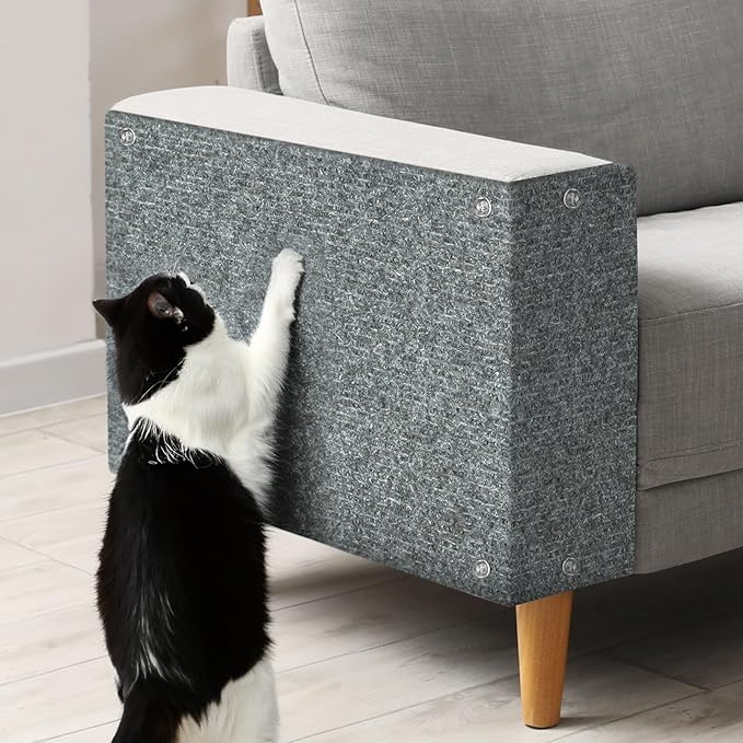 Cat Scratching Mat, 78.7"x15.7" Cat Carpet Self-Adhesive Carpet Mat Trimmable Replacement for Cat Tree, Cat Wall Scratcher, Cat Scratching Post, Shelf Shelves Couch Furniture DIY Protector, Light Grey