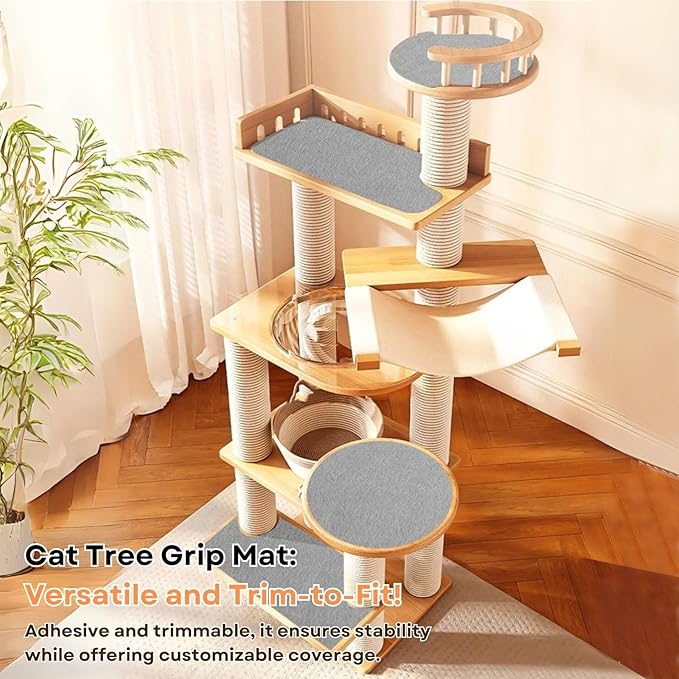 Cat Scratch Mat (Beige, 8-Pack, 9.8''*18.8''), Furniture Protector from Cats Scratching, Strong Self-Adhesive Backing for Easy and Sturdy Application, Versatile for Cat Trees, Posts, and Beds