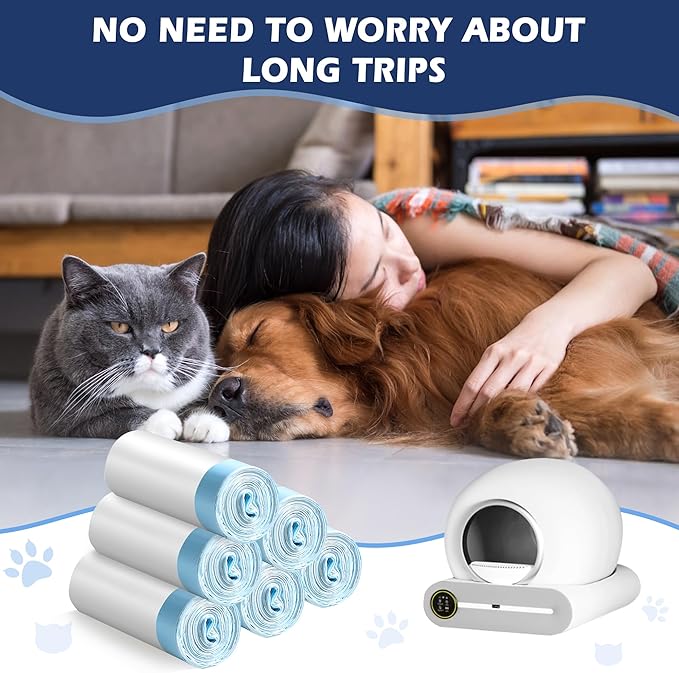 60 Count Cat Litter Box Liners Bag Large, Jumbo Drawstring Extra Durable Pet Cat Pan Liners Extra-Thick Kitty Leakproof Design Cat Litter Bags for Automatic Cat Litter Box and Litter Robot