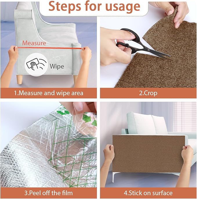 Couch Protector from Cat Claws 78.7"x15.8" Cat Scratching Mat Set, Cat Scratch Furniture Protector, Cat Scratching Post Scratch Pad Cover Replacement for Cat Tree Shelf Steps Couch Corner Wall