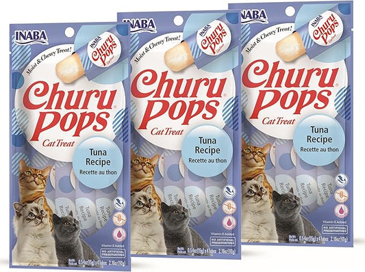 INABA Churu Pops Moist and Chewy Cat Treat (Tuna Recipe, 12 Tubes)
