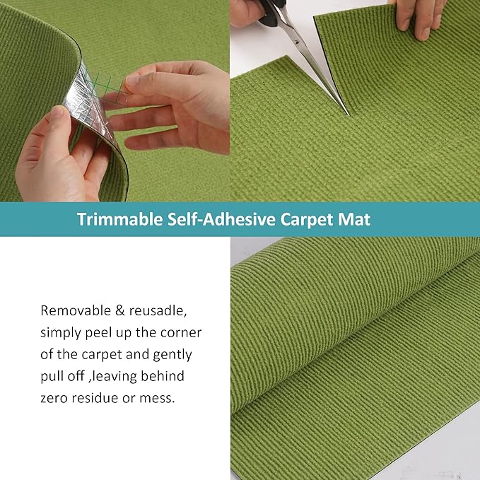 Cat Scratch Furniture Protector,78.7"x15.8"Cat Scratching Mat,Trimmable Self-Adhesive Cat Couch Protector,cat Wall Scratcher,Pad Replacement for Cat Tree Shelves and Post(Green)