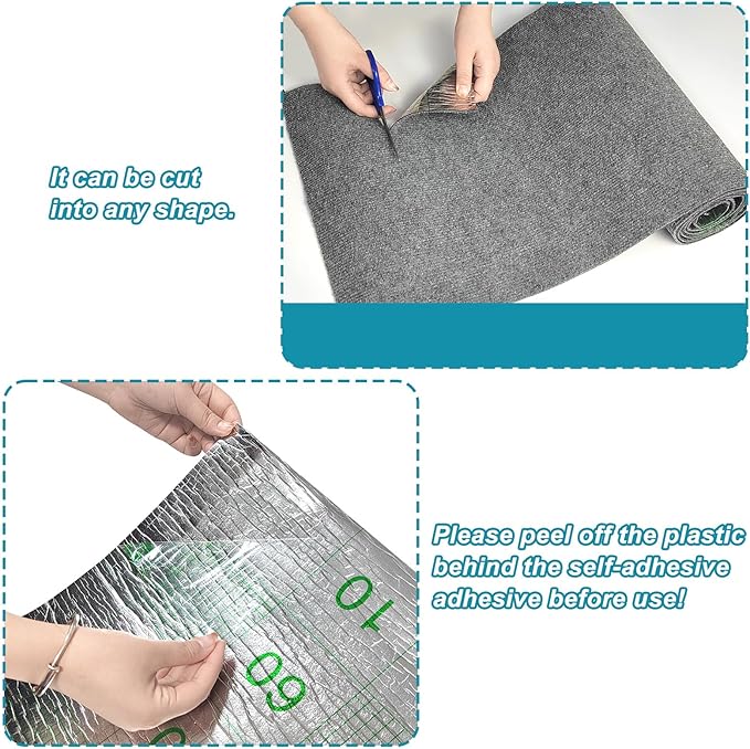 Trimmable Cat Scratching Post Carpet Covered 78.7”x15.8” Self-Adhesive Cat Tree Shelves Replacement Parts Mat Cat Scratcher for Cat Tree Shelf Shelves Steps Couch Furniture DIY Protector(Gray)