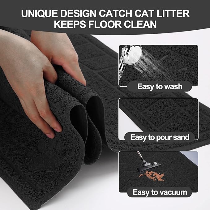 Cat Litter Mat, Litter Trapping Mat Soft on Kitty Paws, 47" x 35" Kitten Litter Box Mat for Cleaner Floors, Waterproof, Easy Clean, Durable XL Large Size Cat Litter Pad for Kitten.