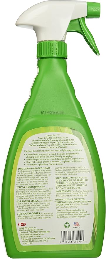 Nature's Miracle Green Leaf Stain & Odor Remover,Water Lily Scent 24 oz