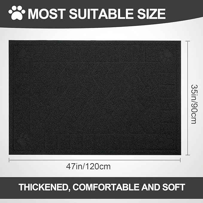 Cat Litter Mat, Litter Trapping Mat Soft on Kitty Paws, 47" x 35" Kitten Litter Box Mat for Cleaner Floors, Waterproof, Easy Clean, Durable XL Large Size Cat Litter Pad for Kitten.
