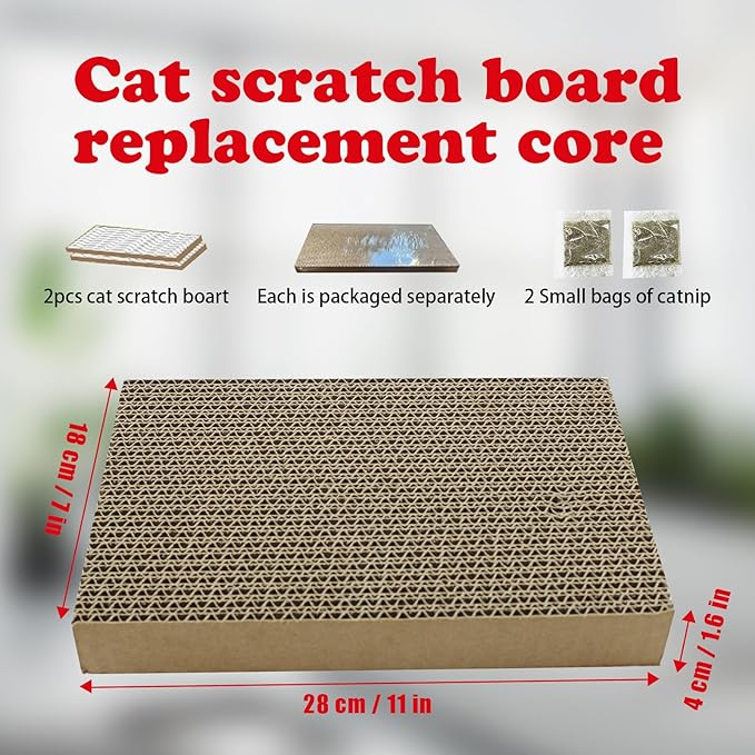 Premium Cat Scratcher Pad - Cardboard Scratcher Pad Replacement - Prolonged Lifespan & Furniture Protection ā Designed for Active Cats (Replacement Board)