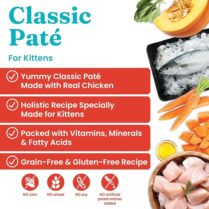 Solid Gold Flavorful Feast Wet Cat Food - Classic Pate - Real Chicken (for Kittens) - Canned Cat Food, 24 Pack