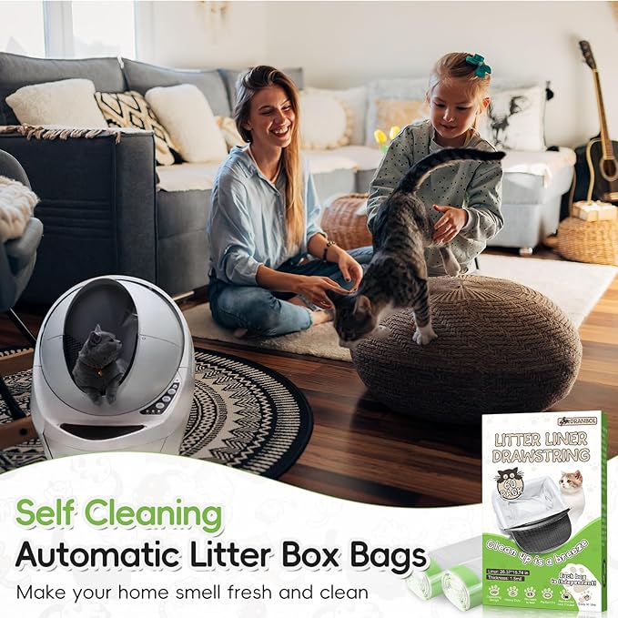 Litter Box Robot 3 and 4 Waste Bags, Compatible Automatic Self Cleaning Cat Litter Box Drawer Liners Bags, 60 Counts, Extra Thick and Heavy Duty…