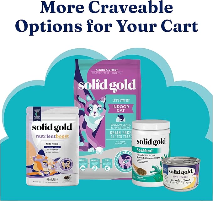 Solid Gold Lickable Cat Treats - Tuna SeaMeal Squeeze Squeezable Cat Treats for Indoor Cats 30 Pack - Made with Fiber-Rich Seaweed for Digestive Health for Immune Support - 3 oz / 30 Count