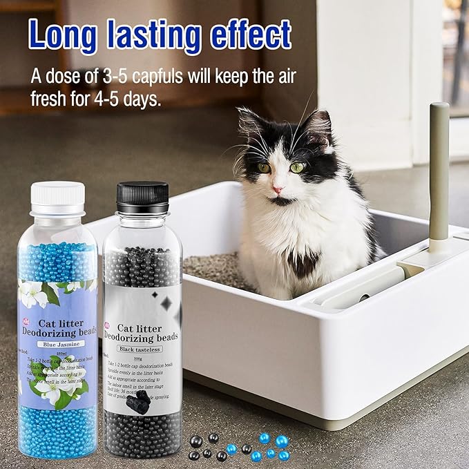 Cat Litter Box Deodorant Beads|Cat Litter Box Deodorant Crystals |Eliminate Cat Stink, Neutralize Odor, 8.5 oz (2 pcs)