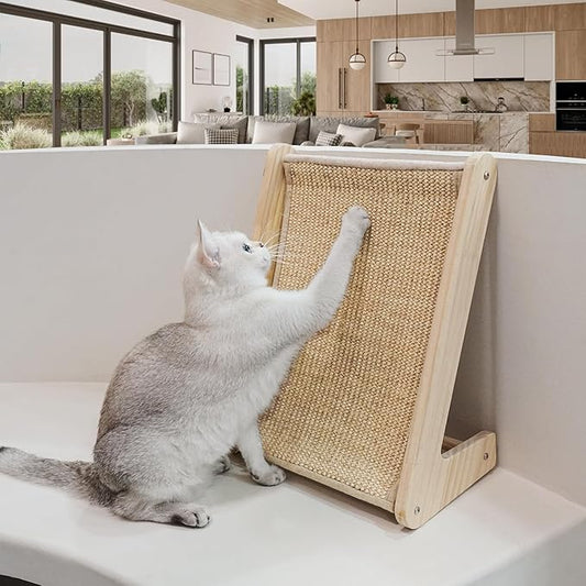 PETKARAY Cat Scratcher, Sisal Cat Scratching Ramp, L Shape Cat Scratch Pad for Indoor Cats, Kitten Wall Furniture Protector Small