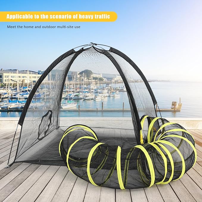 Outdoor Cat Enclosures for Indoor Cats - Portable Cat Tents for Outside - Outdoor Cat Tent with Circle Cat Tunnel W/Cat Toys - Cat Outdoor Playpen Enclosed Large for Multiple Cats