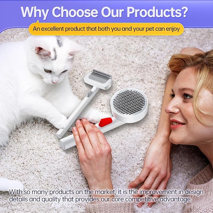 Pet Grooming Brush Kit, Suitable for Long or Short Haired Cats, Small and Medium Dogs, Puppy Kitten, Brush for Grooming Shedding, Remove Loose and Matted Fur, Pet Grooming Undercoat Comb