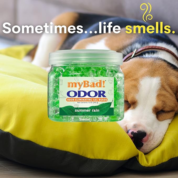 Odor Eliminator Essential Oil Gel Beads 12 oz - Air Freshener - Eliminates Odors in Bathroom, Pet Area, Closets, RVs, Pet Areas (Summer Rain, 1 Pack)