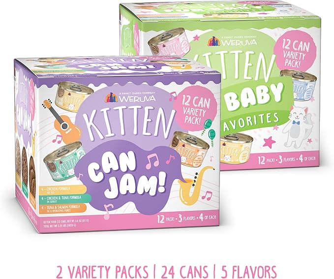 Weruva Canned Cat Food for Kittens Variety Pack, 3oz (Pack of 24)