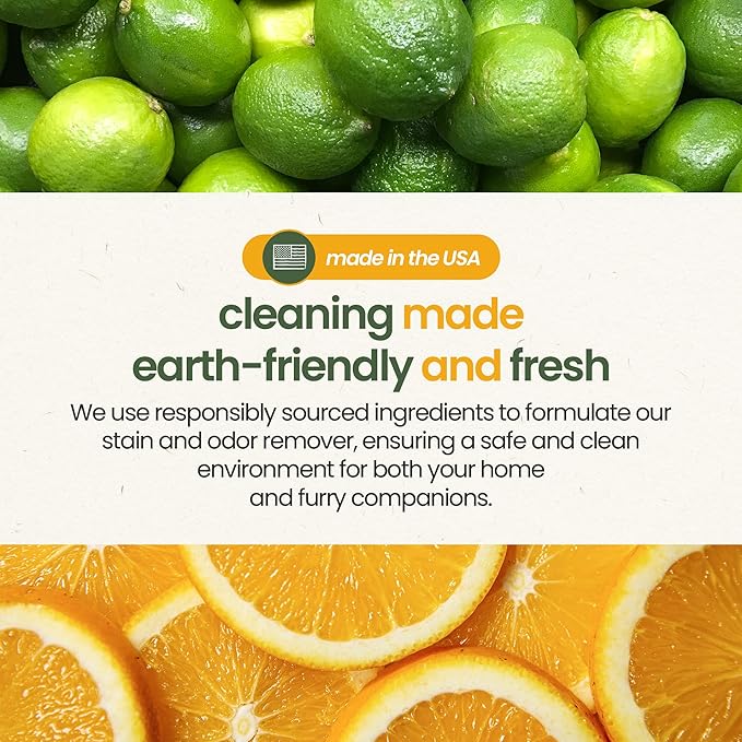 Natural Pet Stain and Odor Remover - Pet Urine Enzyme Cleaner with Dog & Cat Urine Odor Eliminator - Pet Carpet Cleaner Solution with Citrus Oil Blends, 16 oz