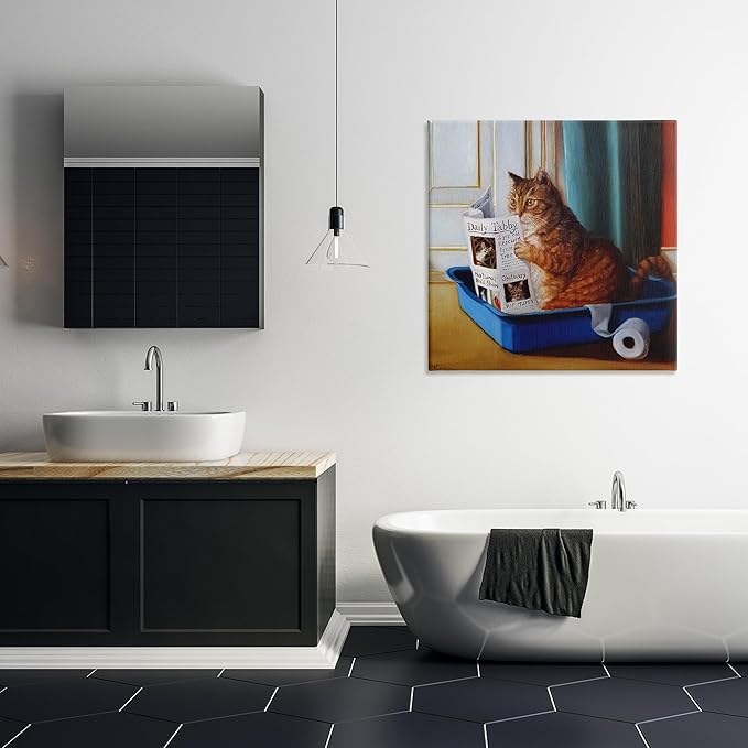 Stupell Industries Litter Box Reading Funny Cat Pet Painting Canvas Wall Art, Design by Lucia Heffernan