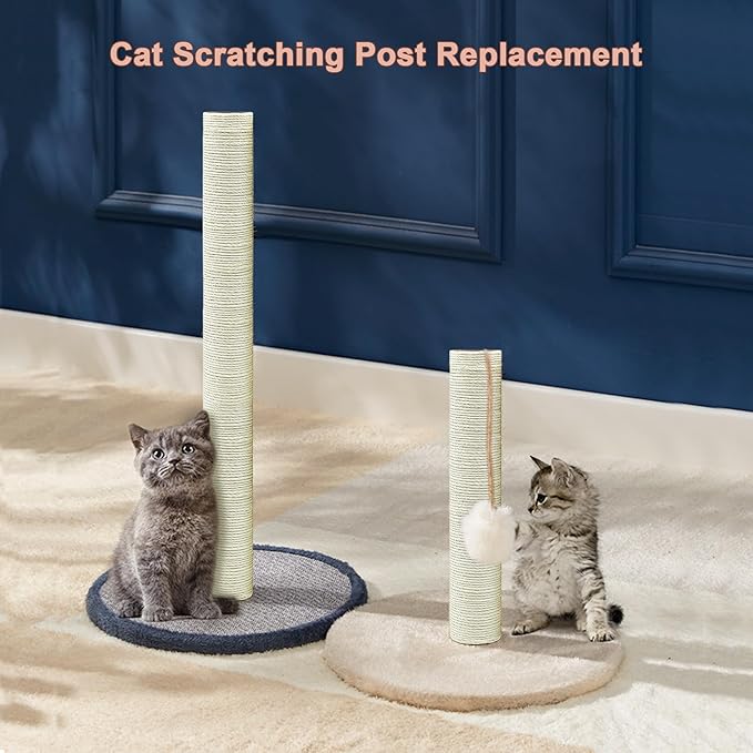 Cat Scratching Post Replacement Pole,2 PCS 15.7in Cat Tree Replacement Post,Natural Sisal Cat Tree Replacement Parts with M8 Screws,Cat Scratch Post Replacement for Refurbishment (15.7in/40cm)
