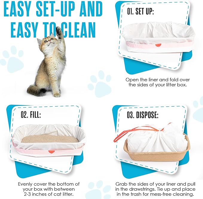 Litter Box Liners, Cat Litter Bags, Cat Litter Box Liners, 30 PK, Cat Litter Liners, Litter Bags, Litter Liners, Litter Box Bags Liners, Kitty Litterbox Liner Bags, Cat Pan Liners, Unscented, Jumbo