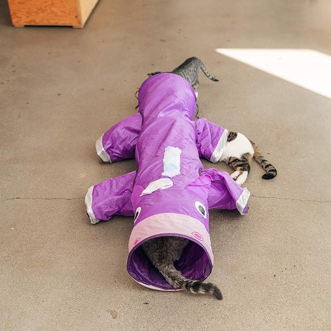 Pet Craft Supply Magic Mewnicorn Multi Cat Tunnel Boredom Relief Toys with Crinkle Feather String for Dogs, Cats, Rabbits, Kittens and Guinea Pigs for Hiding Hunting and Resting