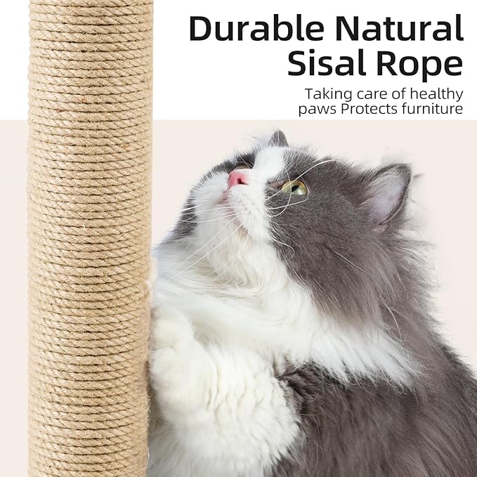 Cat Scratching Post 39.4 inch Tall Cat Tree for Indoor Cats Large Adult Cat Scratching Post with Sisal Rope,Cute Kitten Cat Scratcher in Monstera Plants