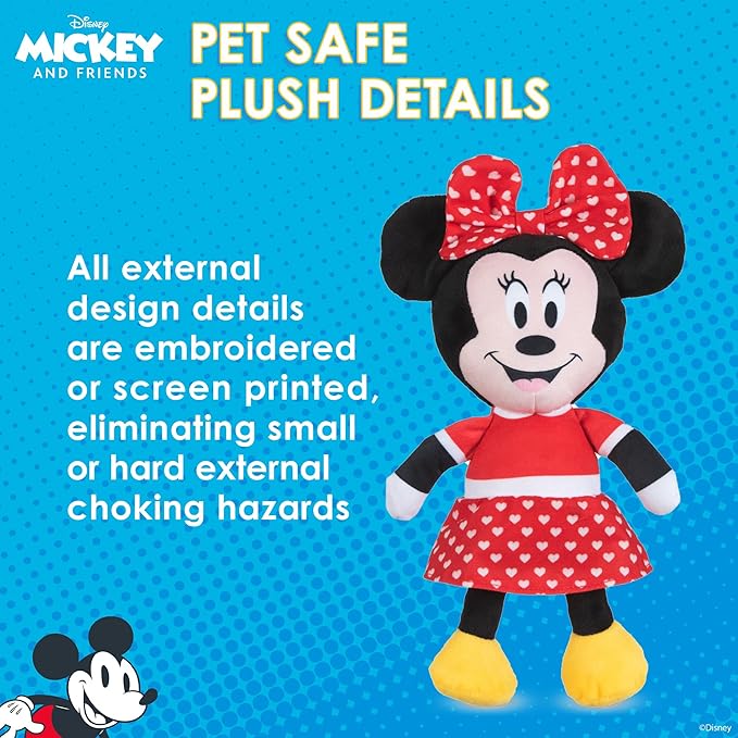 Minnie Mouse Plush Squeaky Dog Toy 9in | Disney Dog Toys | Plush Squeaker Toy for Dogs Inspired by Minnie Mouse, Disney Mickey and Friends