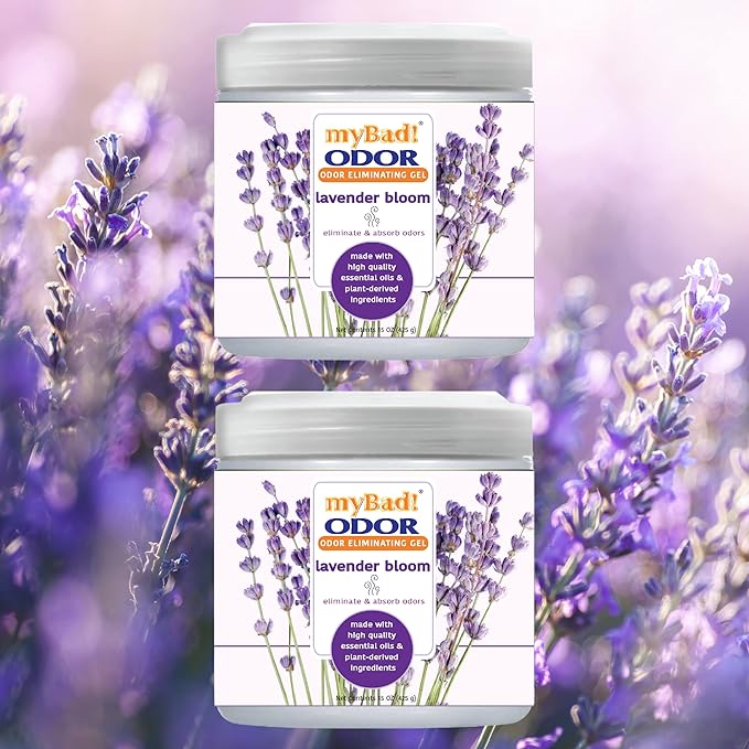 Odor Eliminator Essential Oil Gel Beads 15 oz - Air Freshener - Eliminates Odors in Bathroom, Pet Area, Closets, RVs, Pet Areas (Lavender Bloom, 2 Pack)