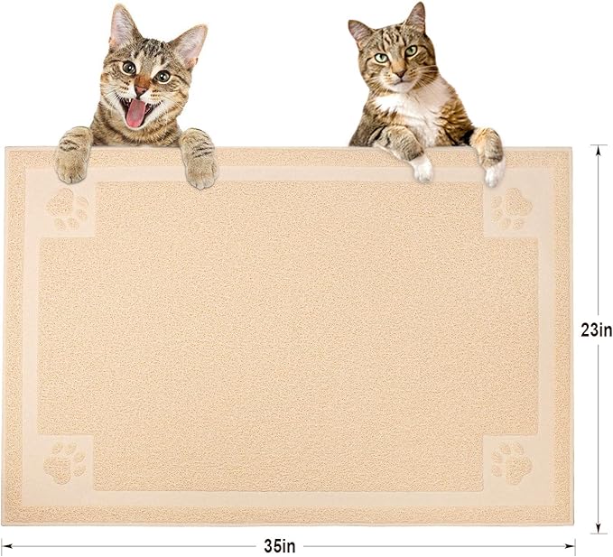 UPSKY Large Cat Litter Mat Trapper 35"×23" Traps Litter from Box and Paws Scatter Control for Litter Box Soft on Sensitive Kitty Paws Easy to Clean (Beige)