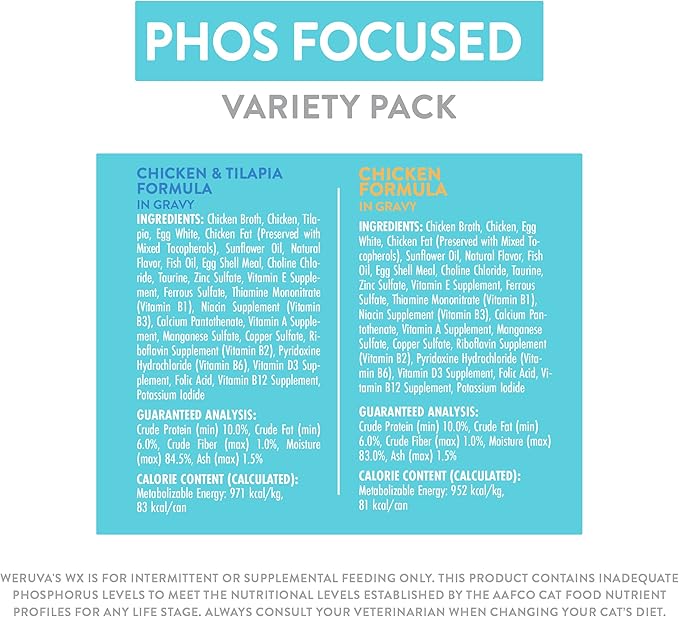 Weruva Wx Phos Focused Variety Pack, Canned Cat Food, 3.oz (20 Count)