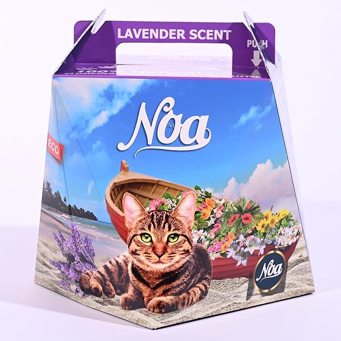 NOA Mineral Clumping Cat Litter, Odor Neutralizer, Hypoallergenic, Lightweight Eco-Friendly Product with Pure Lavender Bliss Made in USA., Natural Colour