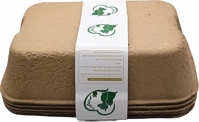 Disposable Cat Litter Box (5 Pack Of Trays) Eco Friendly 100% Recycled Paper Cat Tray,16.14 X11.81X3.94 Inch (Brown)