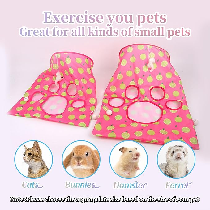 Cat Tunnel Bag Kitty Collapsible Tunnel Toy Crinkle Sack Bag Pet Interactive Cat Cave Toy with 1 Little Mouse & 3 Toy Ball Green M