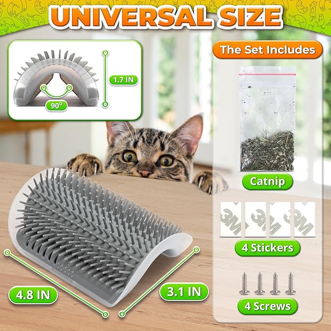 Cat Corner Scratcher - Cat Self Groomer for Indoor Cats Corner Cat Scratcher Brush Cat Face Scratchers Cat Rubbing Corner Scratcher - Cat Wall Brush Cat Corner Brush Cat Scratchers for Indoor Cats
