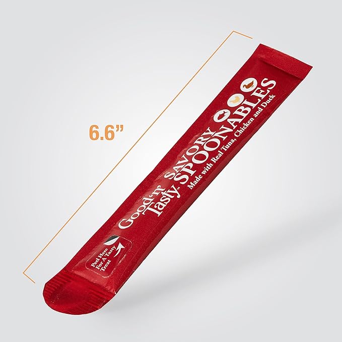 Good ‘n’ Tasty Savory Spoonables with Real Tuna, Chicken & Duck, 6 Count Tube, Triple Flavor Squeezable Lickable Wet Treats for Cats with Built-in Spoon for Less Mess