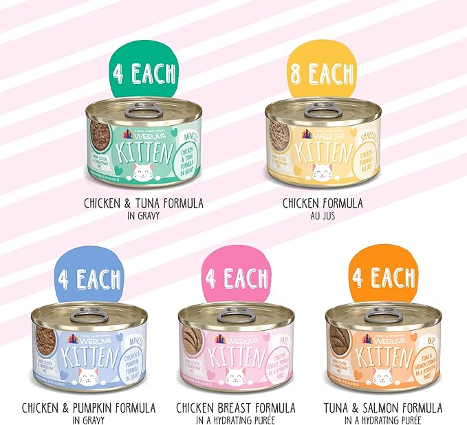Weruva Canned Cat Food for Kittens Variety Pack, 3oz (Pack of 24)