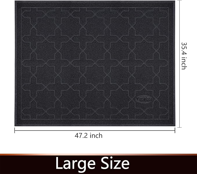 Yimobra Cat Litter Mat, 47"x36" Litter Box Mat with Litter Lock Mesh, Soft Cat Litter Mat Litter Trapping Mat, Easy to Clean, Non-Slip, Water Resistant, Litter Free Floors, Black