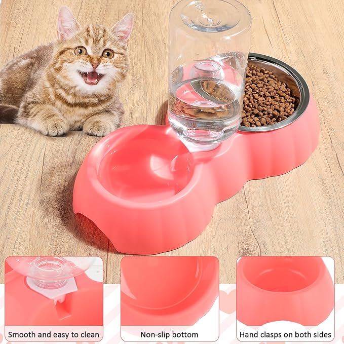 5 Pcs Small Cat Kitten Starter Kit Include Cat Litter Box with Shovel Cat Paw Litter Mat Scratch Pad Automatic Cat Bowls Turntable Cat Toys Balls Cat Essentials Kits for Cats Life(Pink)