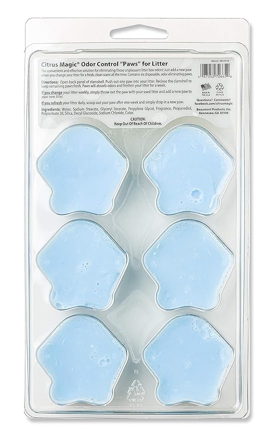Citrus Magic Pet Odor Control "Paws" For Litter, Fresh Linen, 6-Count, 6 oz (Pack of 6)