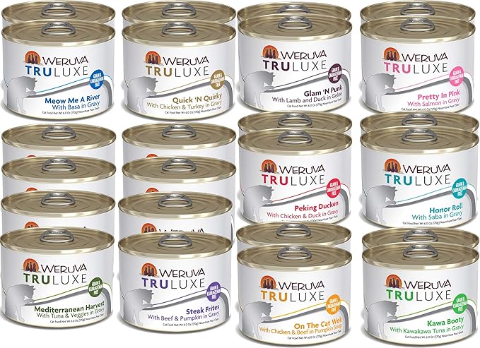 Weruva Truluxe Grain Free Canned Cat Food 10 Flavor Variety Pack, 6 Ounce Cans Pack of 24