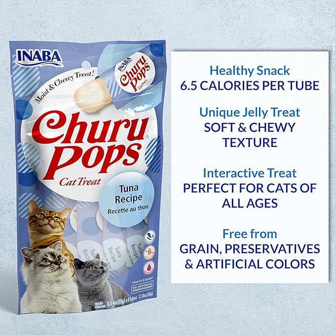 INABA Churu Pops Moist and Chewy Cat Treat 2 Flavor Variety Pack 24 Tubes