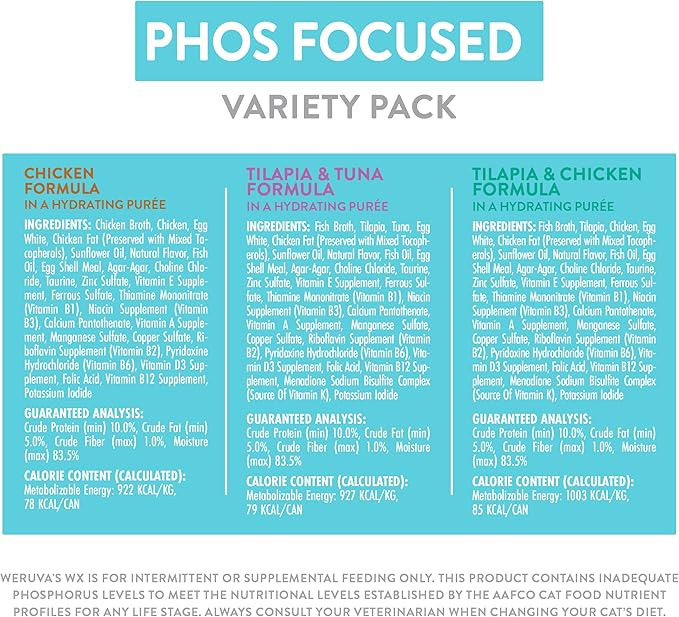 Weruva Wx Phos Focused Variety Pack, Canned Cat Food, 3.oz (20 Count)