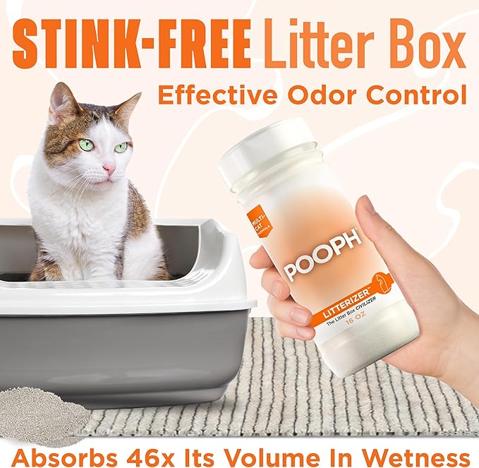 POOPH Litterizer - Litter Box Civilizer, 16oz - Dismantles Odors on a Molecular Basis, Freshener, Eliminator, Urine, Pee, Deodorizer, Fresh, Clean, Potty, Safe