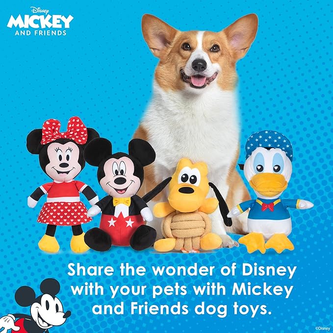 Minnie Mouse Plush Squeaky Dog Toy 9in | Disney Dog Toys | Plush Squeaker Toy for Dogs Inspired by Minnie Mouse, Disney Mickey and Friends